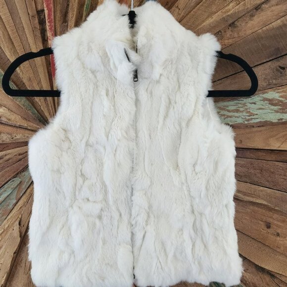 Adrienne Landau rabbit fur vest coat Sz 4/5 side pockets - Picture 1 of 6